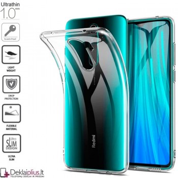 Silikoninis dėklas 1.0 mm storio - permatomas (Xiaomi Redmi 9)